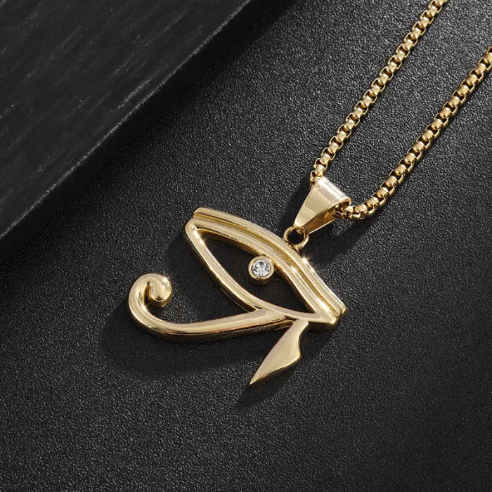 Wholesale Eye of Horus Pendant Necklace | Egyptian Falcon Head Amulet Titanium Steel Jewelry Bulk Supplier