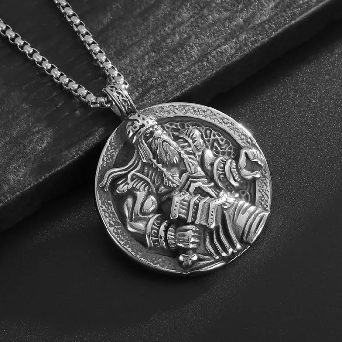 Wholesale Odin Viking Pendant Necklace | Norse God of War Polished Vintage Gold Stainless Steel Jewelry Supplier