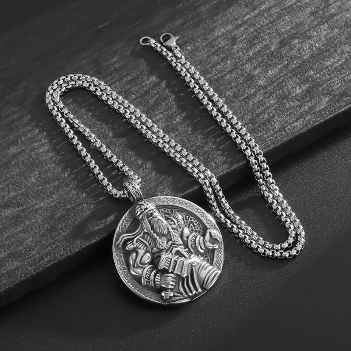 Wholesale Odin Viking Pendant Necklace | Norse God of War Polished Vintage Gold Stainless Steel Jewelry Supplier