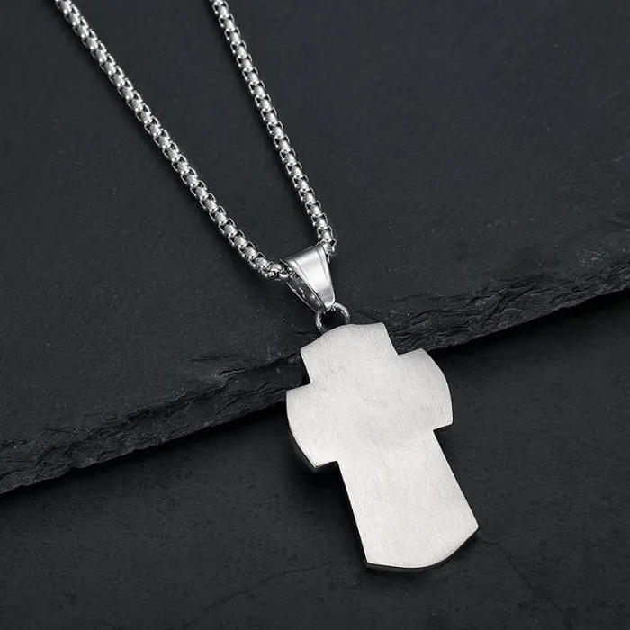Wholesale Saint Michael Cross Pendant Necklace | Archangel Vacuum Plated Stainless Steel Jewelry Bulk Supplier