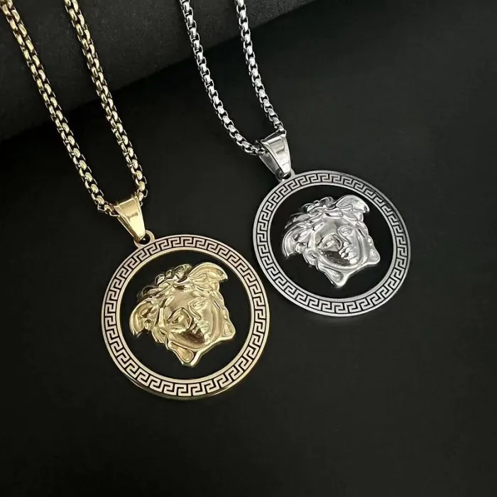 Wholesale Greek Mythology Pendant Necklace | Hip Hop Gold-Plated Color-Retaining Titanium Steel Jewelry Supplier