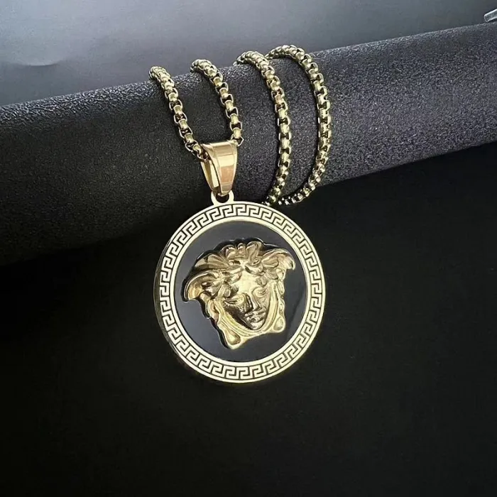 Wholesale Greek Mythology Pendant Necklace | Hip Hop Gold-Plated Color-Retaining Titanium Steel Jewelry Supplier