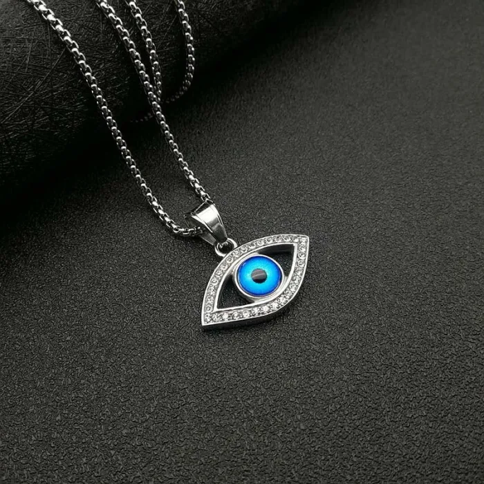 Wholesale Evil Eye Pendant Necklace | Hip Hop Iced Out Gold-Plated Titanium Steel Jewelry Bulk Supplier