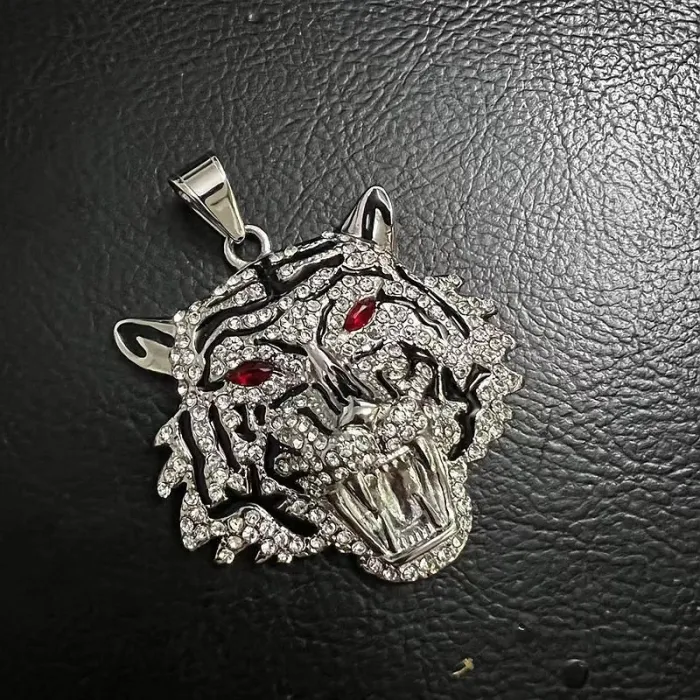 Wholesale Tiger Head Bottle Opener Pendant | Hip Hop Iced Out Gold-Plated Titanium Steel Necklace Bulk Supplier