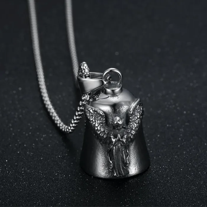 Wholesale Angel Wing Biker Bell Pendant | Punk Titanium Steel Lucky Pet Charm & Exorcism Bell Supplier