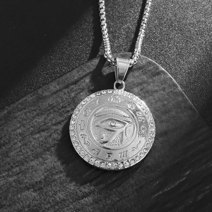 Wholesale Eye of Horus Pendant Necklace | New Hip Hop Iced Out Gold-Plated Stainless Steel Jewelry Supplier
