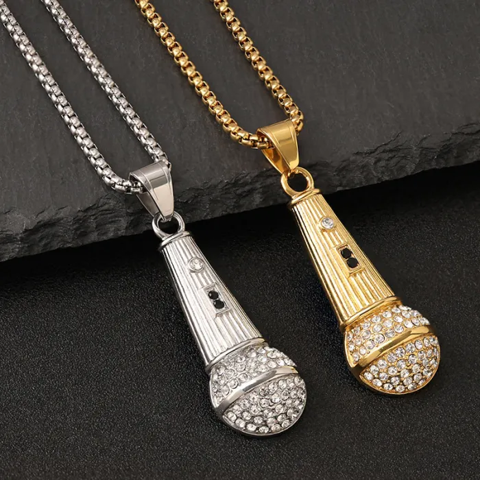 Wholesale Microphone Pendant Necklace | Rock Hip Hop Punk Style Titanium Steel Men’s Jewelry Bulk Supplier