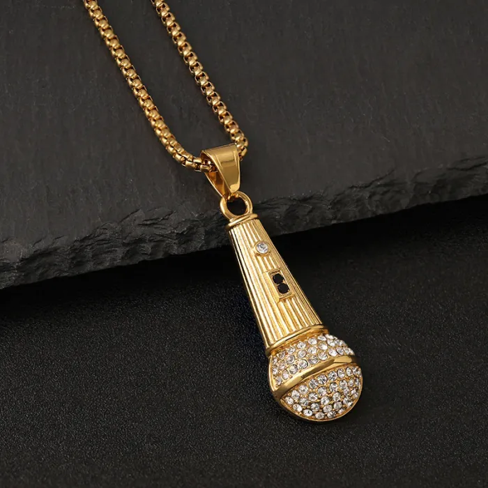 Wholesale Microphone Pendant Necklace | Rock Hip Hop Punk Style Titanium Steel Men’s Jewelry Bulk Supplier