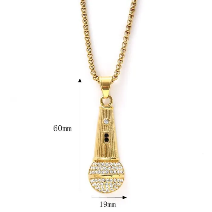 Wholesale Microphone Pendant Necklace | Rock Hip Hop Punk Style Titanium Steel Men’s Jewelry Bulk Supplier