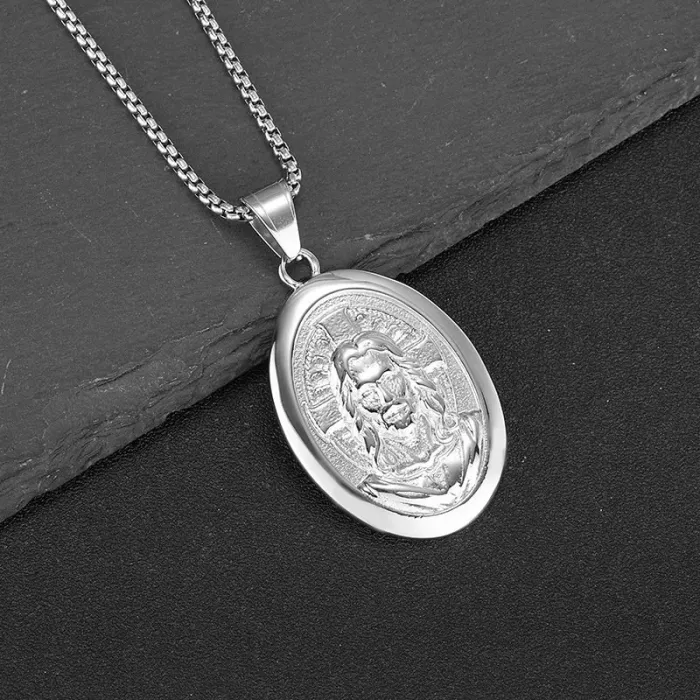 Wholesale YS Portrait Pendant Necklace | Polished Gold-Plated Stainless Steel Men’s Jewelry Bulk Supplier