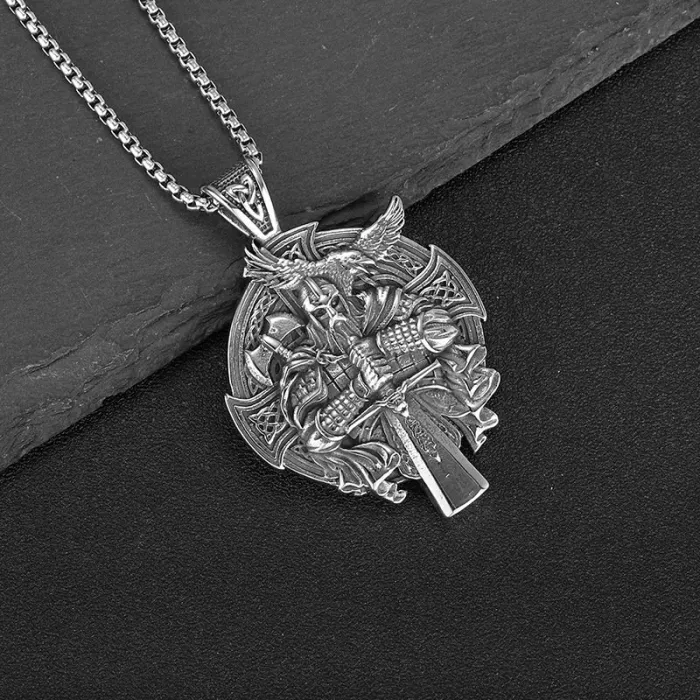 Wholesale Odin Pendant Necklace | Viking Norse God King Polished Gold-Plated Stainless Steel Jewelry Bulk Supplier