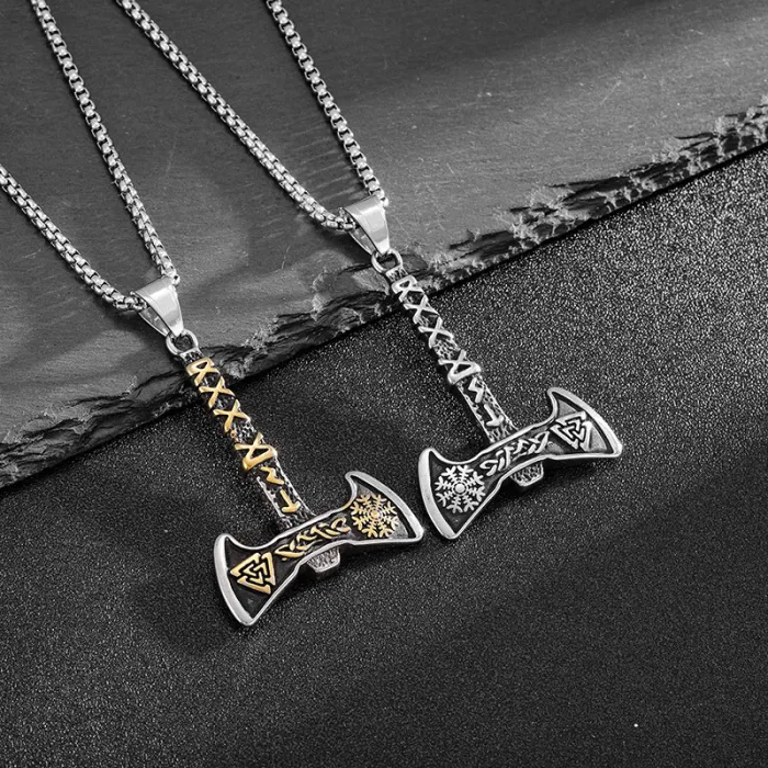 Wholesale Viking Pirate Axe Pendant Necklace | Stainless Steel Norse Jewelry for Men Bulk Supplier