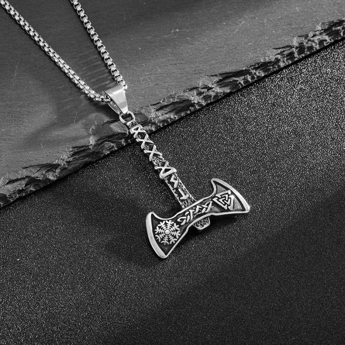 Wholesale Viking Pirate Axe Pendant Necklace | Stainless Steel Norse Jewelry for Men Bulk Supplier