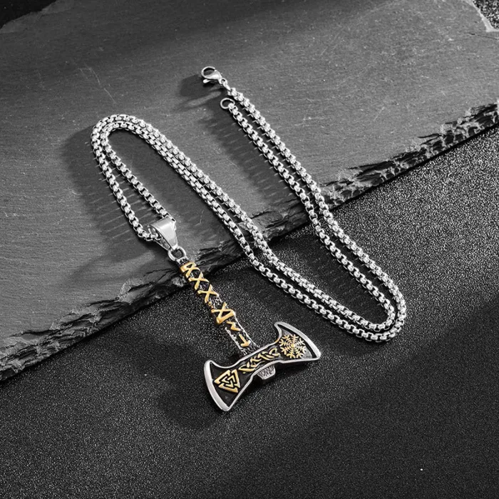Wholesale Viking Pirate Axe Pendant Necklace | Stainless Steel Norse Jewelry for Men Bulk Supplier