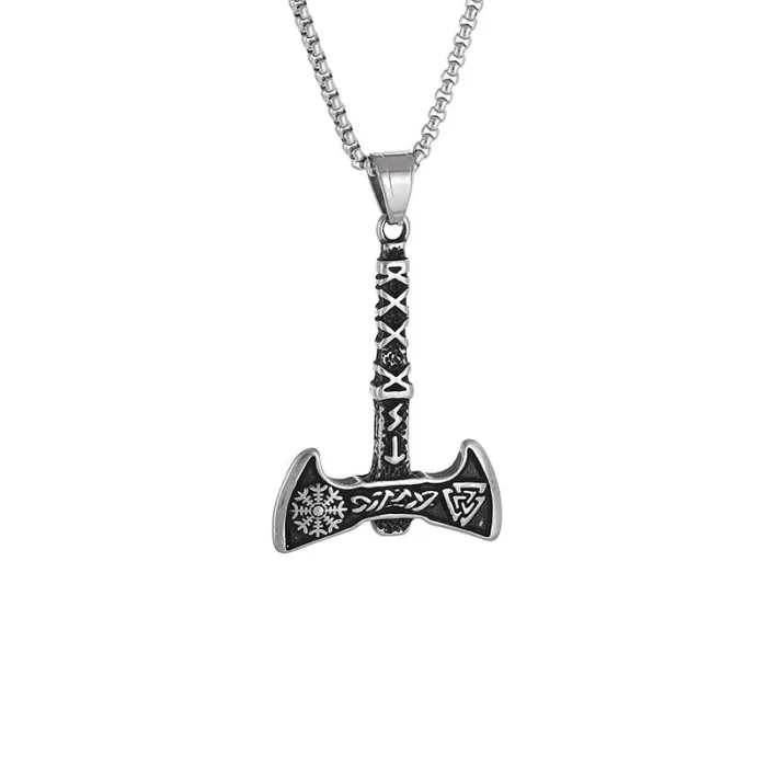 Wholesale Viking Pirate Axe Pendant Necklace | Stainless Steel Norse Jewelry for Men Bulk Supplier