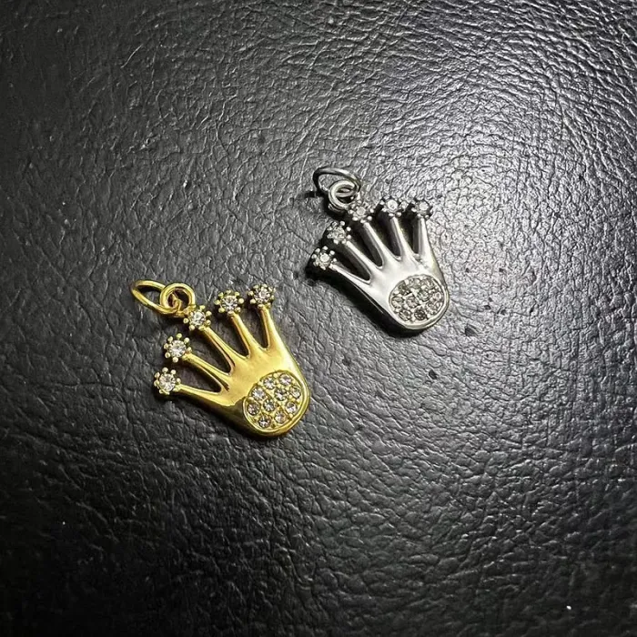 Wholesale Crown Pendant | Small Rhinestone Vacuum-Plated Cast Stainless Steel Jewelry Bulk Supplier
