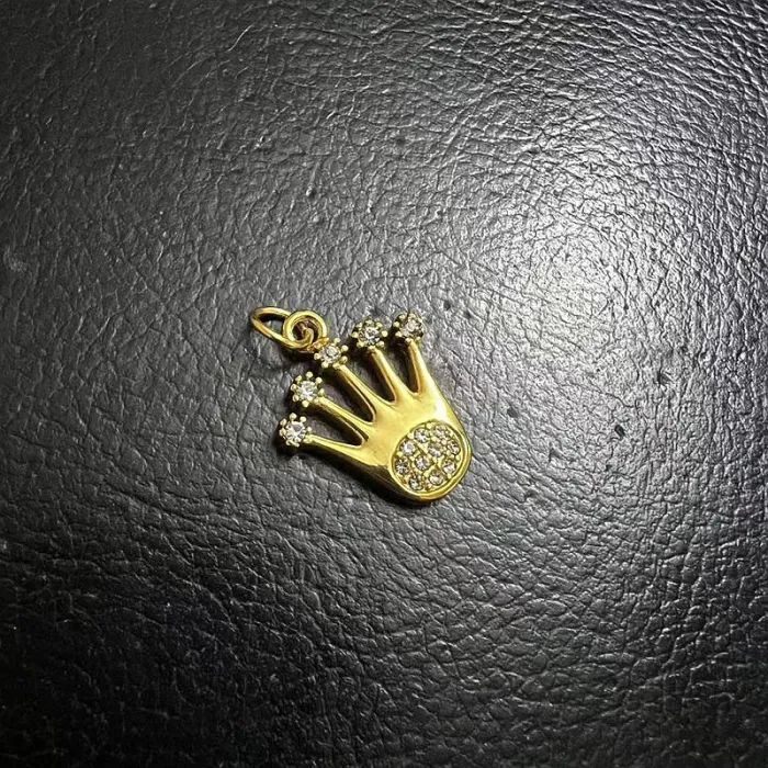 Wholesale Crown Pendant | Small Rhinestone Vacuum-Plated Cast Stainless Steel Jewelry Bulk Supplier