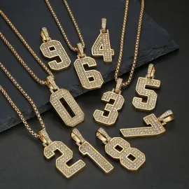 Wholesale Number Pendant Necklace 0-9 | Hip Hop Iced Out Vacuum-Plated Stainless Steel Men’s Jewelry Supplier - Jewelryto