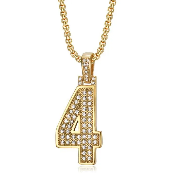 Wholesale Number Pendant Necklace 0-9 | Hip Hop Iced Out Vacuum-Plated Stainless Steel Men’s Jewelry Supplier