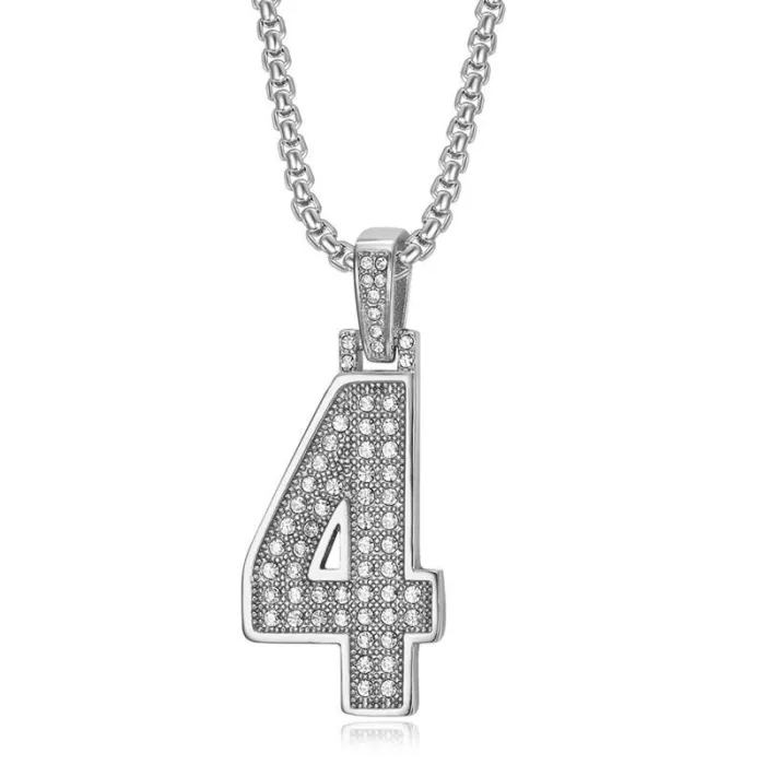 Wholesale Number Pendant Necklace 0-9 | Hip Hop Iced Out Vacuum-Plated Stainless Steel Men’s Jewelry Supplier