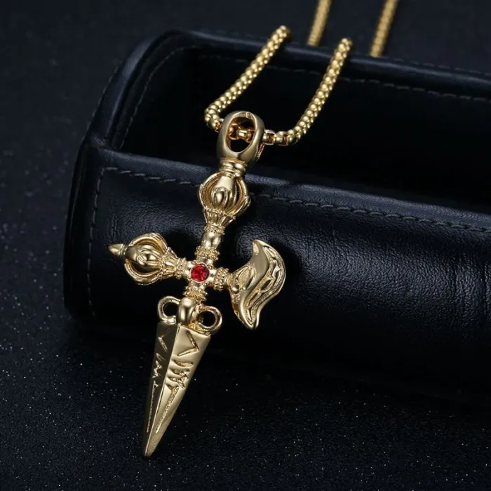 Wholesale Vajra Pendant Necklace | Vintage Tibetan Dorje Hip Hop Iced Out Vacuum-Plated Titanium Steel Jewelry Supplier