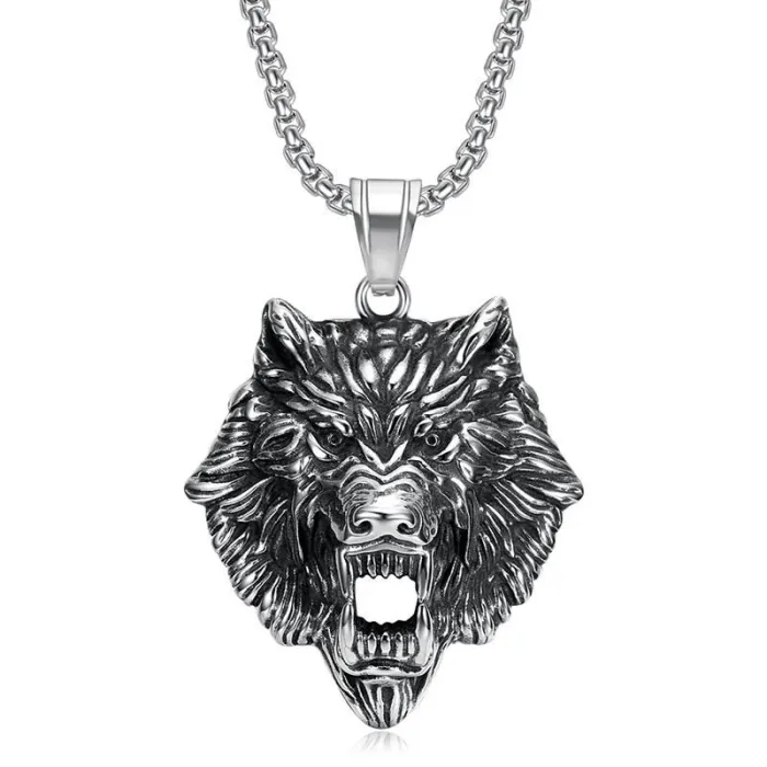 Wholesale Viking Wolf Head Pendant Necklace | Gold-Plated Stainless Steel Norse Jewelry for Men & Women Supplier