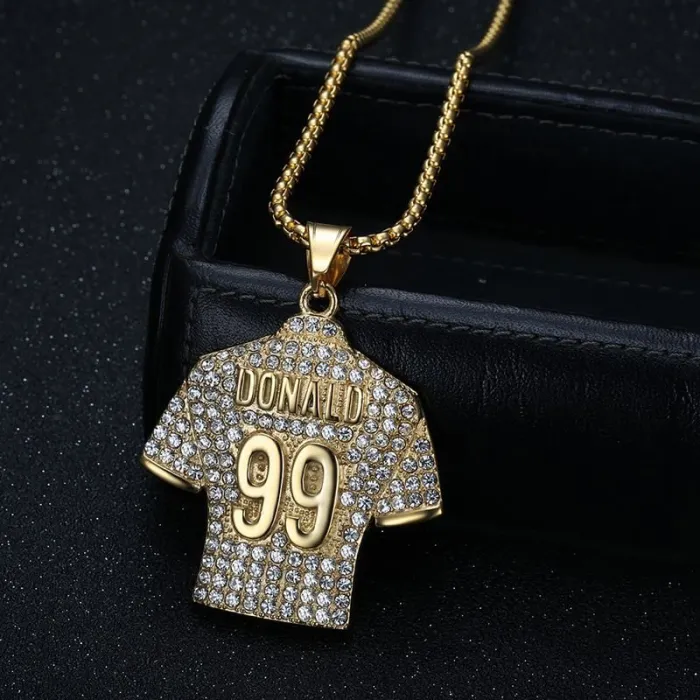 Wholesale Hip Hop Gold Plated NFL #99 Donald Jersey Pendant Necklace | Titanium Steel Bulk Supplier & Factory Price