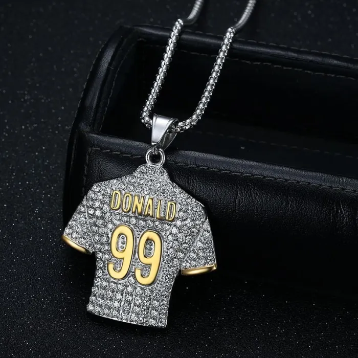 Wholesale Hip Hop Gold Plated NFL #99 Donald Jersey Pendant Necklace | Titanium Steel Bulk Supplier & Factory Price