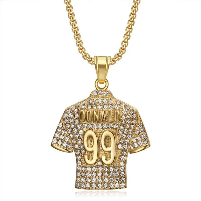 Wholesale Hip Hop Gold Plated NFL #99 Donald Jersey Pendant Necklace | Titanium Steel Bulk Supplier & Factory Price