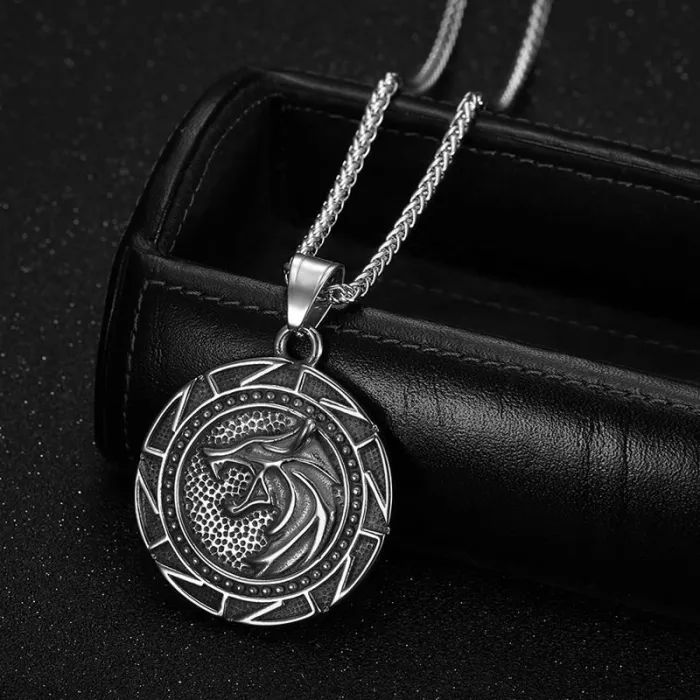 Wholesale Viking Wolf Head Gold Plated Pendant Necklace | Titanium Steel Bulk Supplier & Factory Price