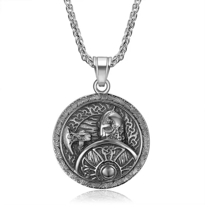 Wholesale Viking Warrior Axe and Shield Pendant Necklace | Stainless Steel Bulk Supplier & Factory Price