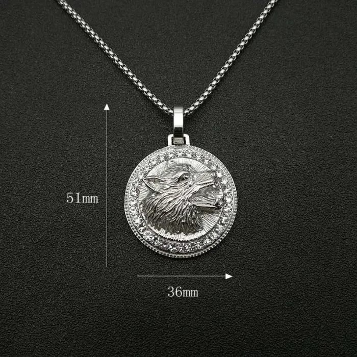 Wholesale Gold Plated Titanium Steel Wolf Head Pendant Necklace – Hip Hop Iced Out Jewelry Bulk Supplier Factory Price