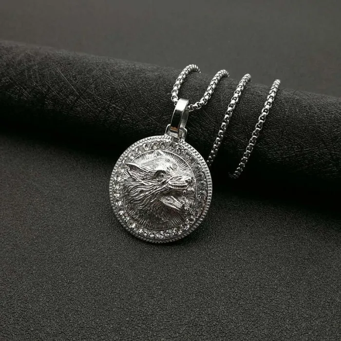 Wholesale Gold Plated Titanium Steel Wolf Head Pendant Necklace – Hip Hop Iced Out Jewelry Bulk Supplier Factory Price