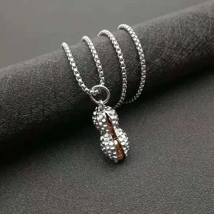 Wholesale Gold Plated Titanium Steel Peanut Pendant Necklace – Hip Hop Jewelry Bulk Supplier Factory Price