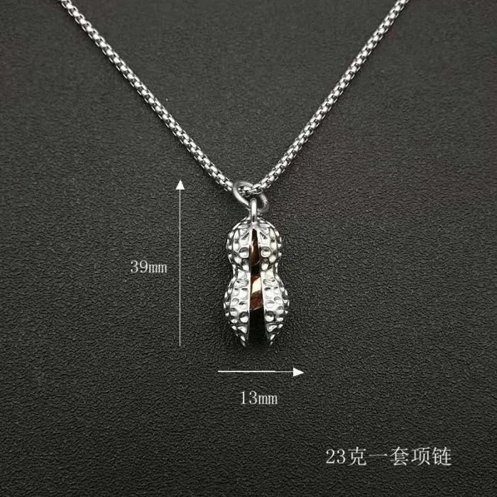 Wholesale Gold Plated Titanium Steel Peanut Pendant Necklace – Hip Hop Jewelry Bulk Supplier Factory Price