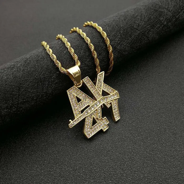 Wholesale Gold Plated Titanium Steel AK47 Letter Pendant Necklace – Hip Hop Iced Out Jewelry Bulk Supplier Factory Price
