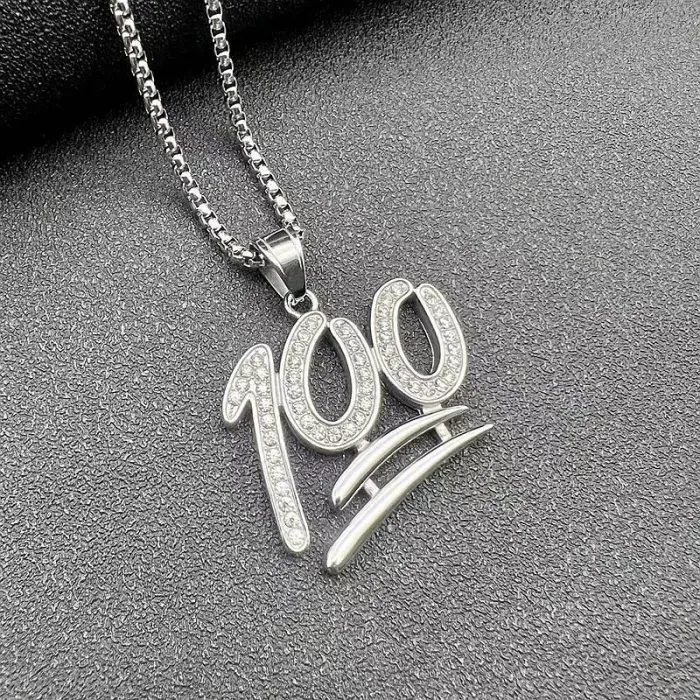 Wholesale Gold Plated Titanium Steel 100 Emoji Pendant Necklace – Hip Hop Iced Out Jewelry Bulk Supplier Factory Price