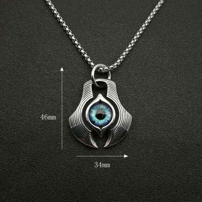 Wholesale Punk Retro Evil Eye Pendant Necklace – Stainless Steel Red Blue Polished Jewelry Factory Price