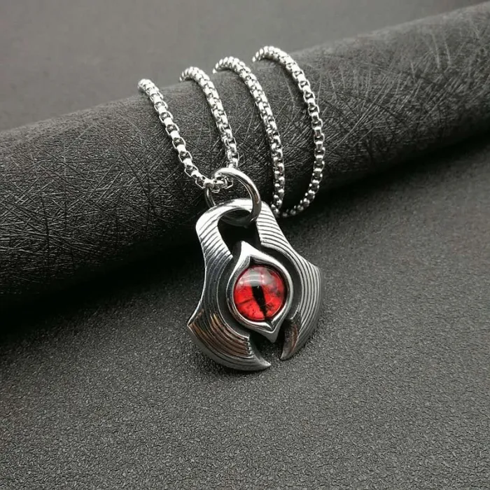 Wholesale Punk Retro Evil Eye Pendant Necklace – Stainless Steel Red Blue Polished Jewelry Factory Price