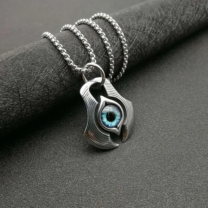 Wholesale Punk Retro Evil Eye Pendant Necklace – Stainless Steel Red Blue Polished Jewelry Factory Price