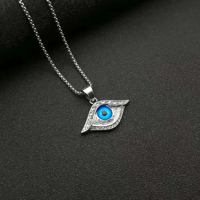 Wholesale Hip Hop Turkish Blue Eye Pendant Necklace – Gold Plated Stainless Steel Jewelry Factory Price