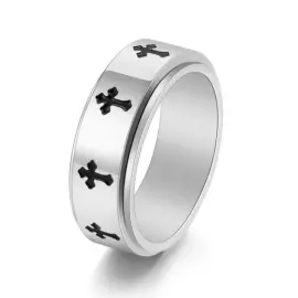 Wholesale Black Cross Spinner Ring – Stainless Steel Fashion Jewelry for Men Factory Price - Jewelryto