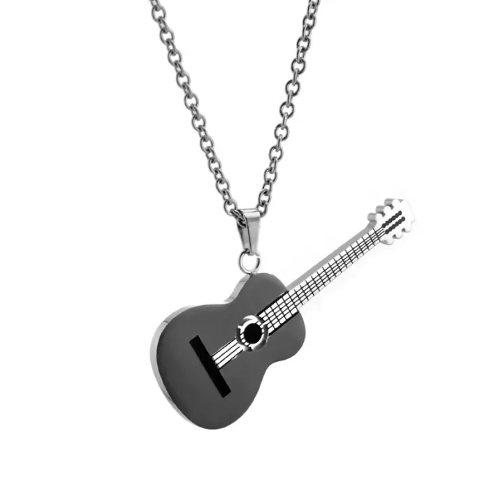 Wholesale Hip Hop Guitar Pendant Necklace – 18K Gold Plated Stainless Steel Men’s Jewelry Factory Price