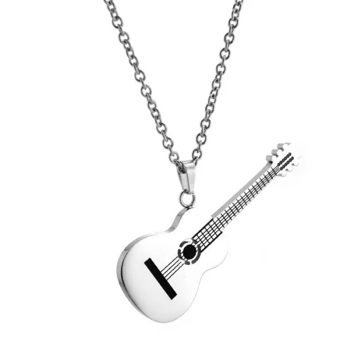 Wholesale Hip Hop Guitar Pendant Necklace – 18K Gold Plated Stainless Steel Men’s Jewelry Factory Price