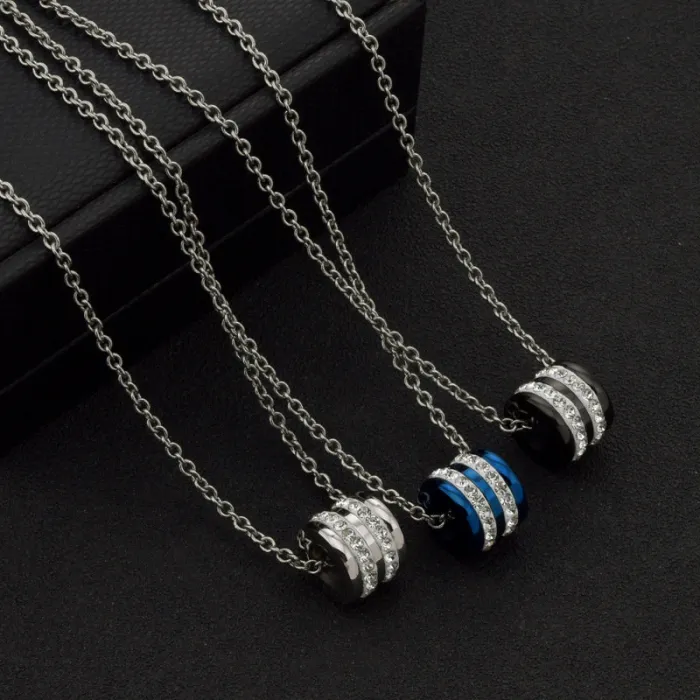 Wholesale Cylinder Couple Pendant Necklace – Stainless Steel Crystal Jewelry for Men Factory Price