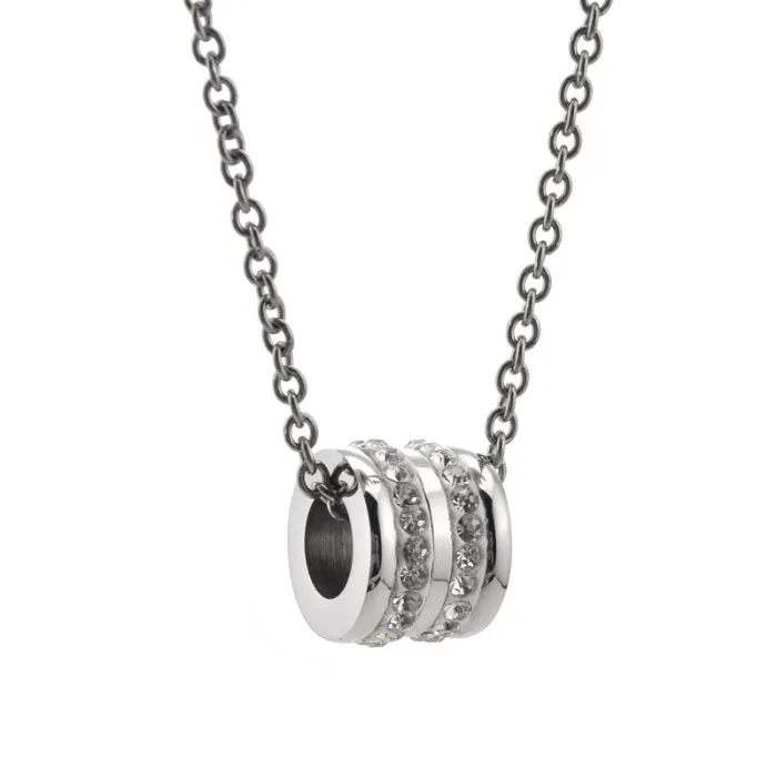 Wholesale Cylinder Couple Pendant Necklace – Stainless Steel Crystal Jewelry for Men Factory Price