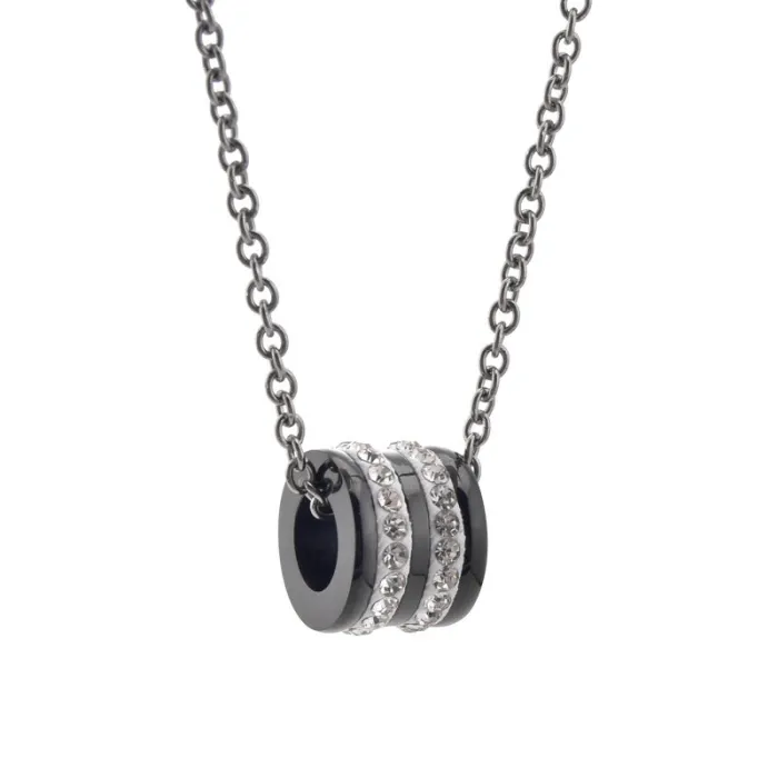Wholesale Cylinder Couple Pendant Necklace – Stainless Steel Crystal Jewelry for Men Factory Price