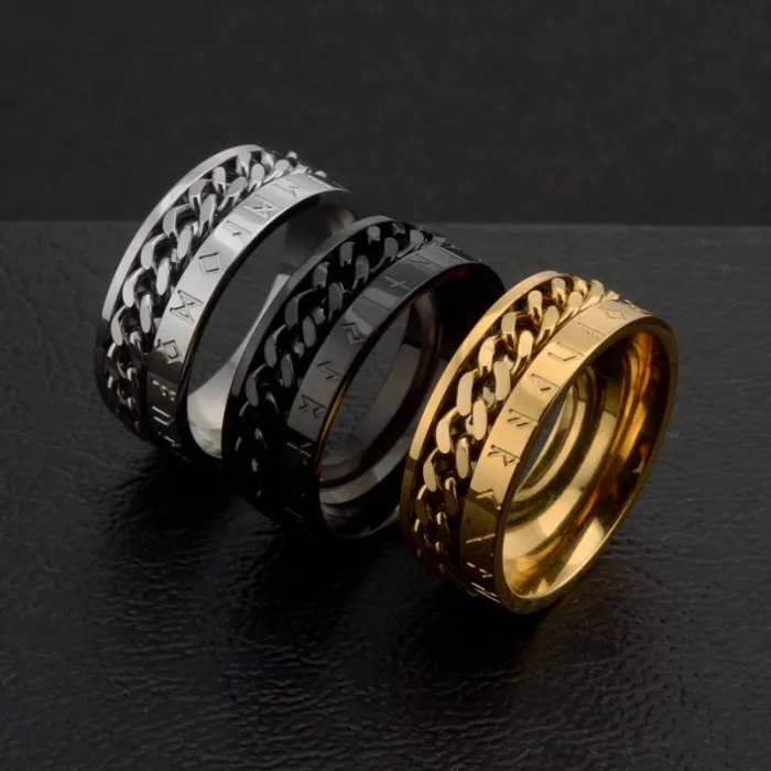Wholesale Viking Spinner Ring – Stainless Steel Nordic Glow Chain Ring for Men Factory Price