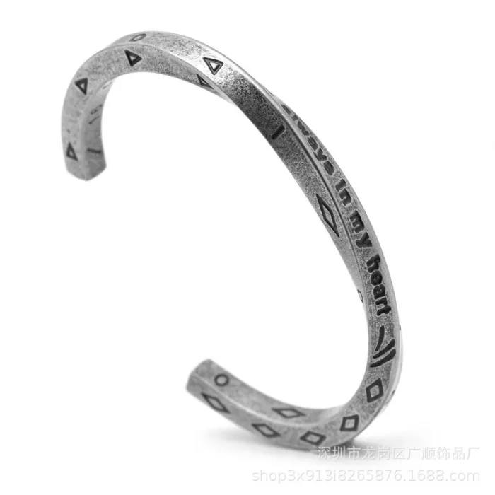 Wholesale Viking Warrior Bracelet – Stainless Steel Open Cuff Bangle for Men & Couples Jewelry Factory Price