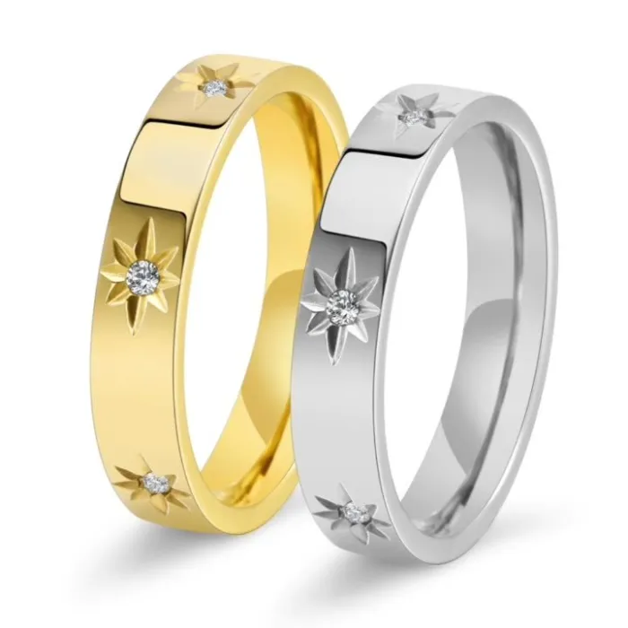 Wholesale 18K Gold Plated Sunflower Ring – Stainless Steel Women’s Jewelry with Pave Stones Factory Price